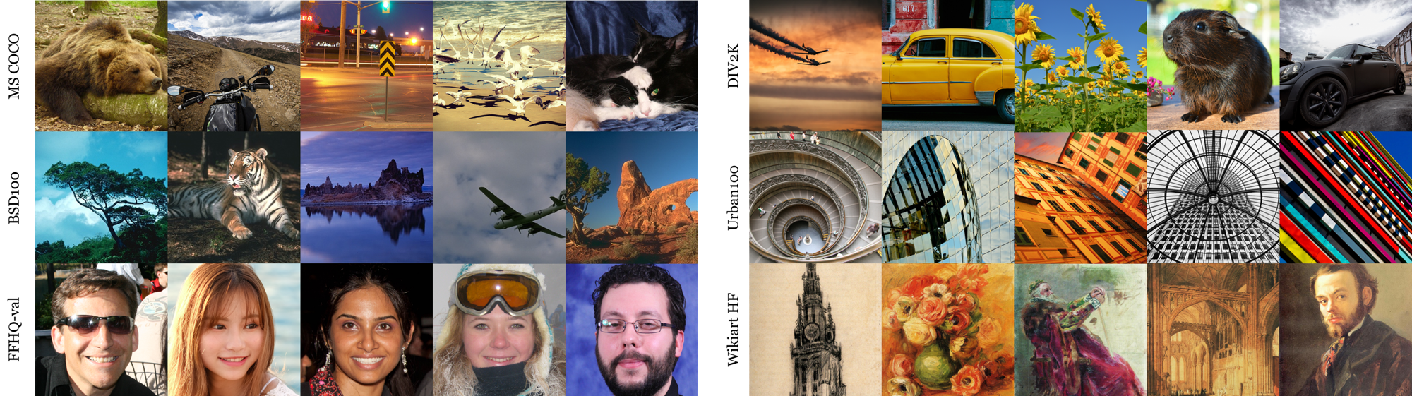 Sample images from the eight test datasets